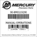 Bar codes for Mercury Marine part number 90-8M0119290