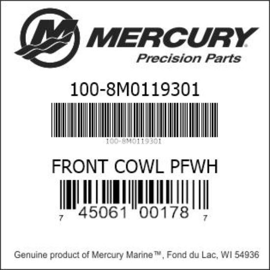 Bar codes for Mercury Marine part number 100-8M0119301