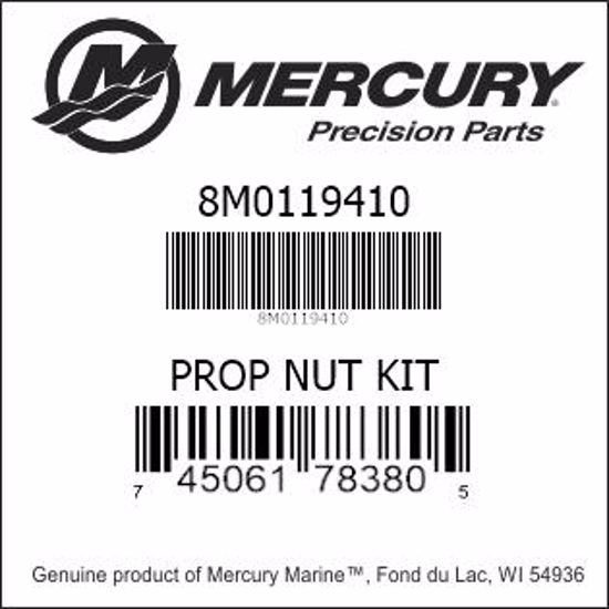 Bar codes for Mercury Marine part number 8M0119410