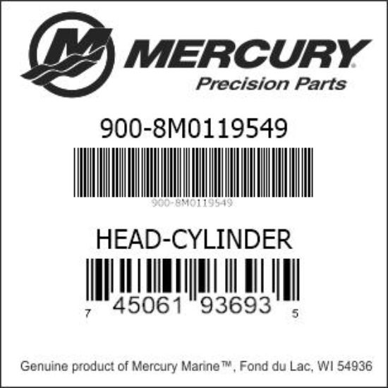 Bar codes for Mercury Marine part number 900-8M0119549