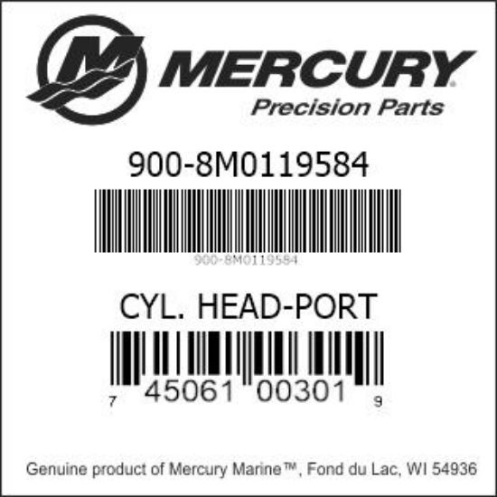 Bar codes for Mercury Marine part number 900-8M0119584