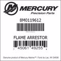 Bar codes for Mercury Marine part number 8M0119612