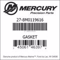Bar codes for Mercury Marine part number 27-8M0119616