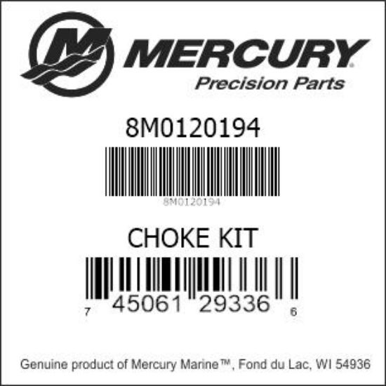 Bar codes for Mercury Marine part number 8M0120194