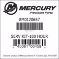 Bar codes for Mercury Marine part number 8M0120657