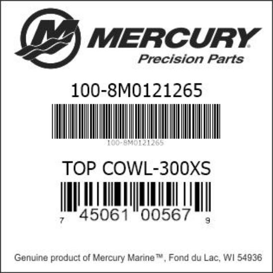 Bar codes for Mercury Marine part number 100-8M0121265