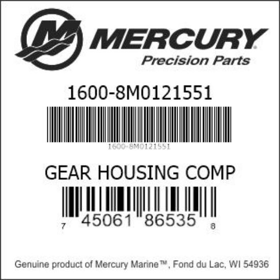 Bar codes for Mercury Marine part number 1600-8M0121551