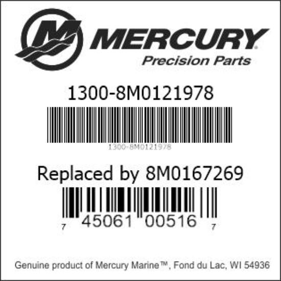 Bar codes for Mercury Marine part number 1300-8M0121978