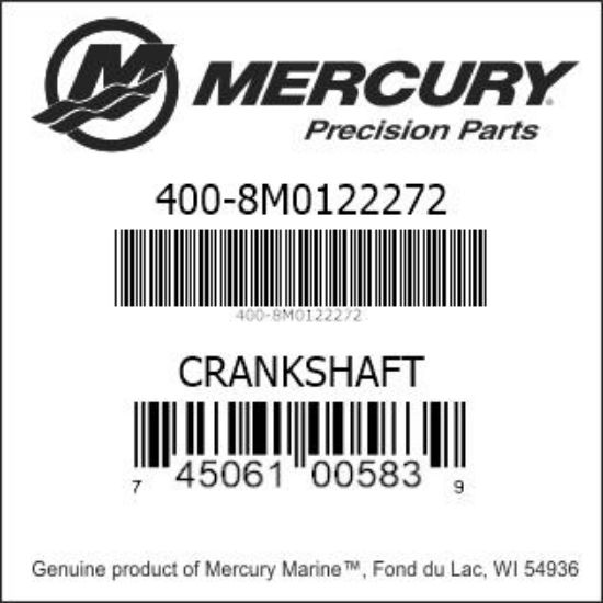 Bar codes for Mercury Marine part number 400-8M0122272