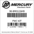 Bar codes for Mercury Marine part number 98-8M0122649