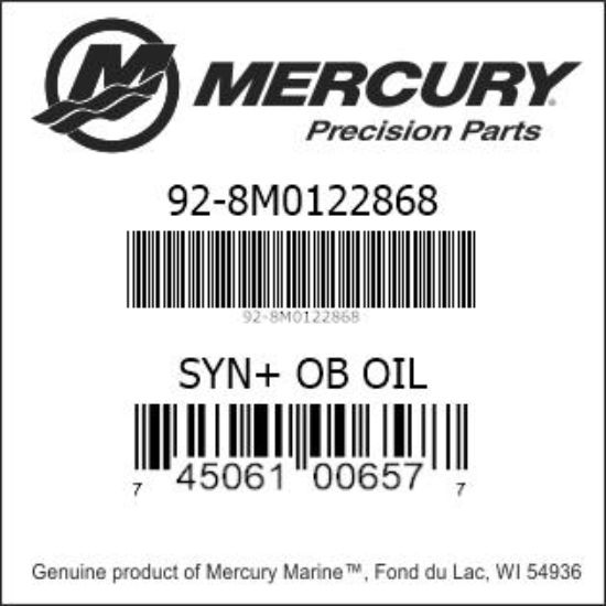 Bar codes for Mercury Marine part number 92-8M0122868