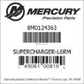 Bar codes for Mercury Marine part number 8M0124363