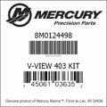 Bar codes for Mercury Marine part number 8M0124498