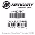 Bar codes for Mercury Marine part number 8M0125847