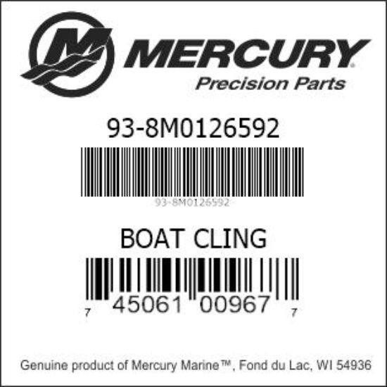 Bar codes for Mercury Marine part number 93-8M0126592