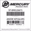 Bar codes for Mercury Marine part number 97-8M0126671