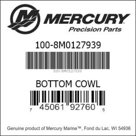 Bar codes for Mercury Marine part number 100-8M0127939