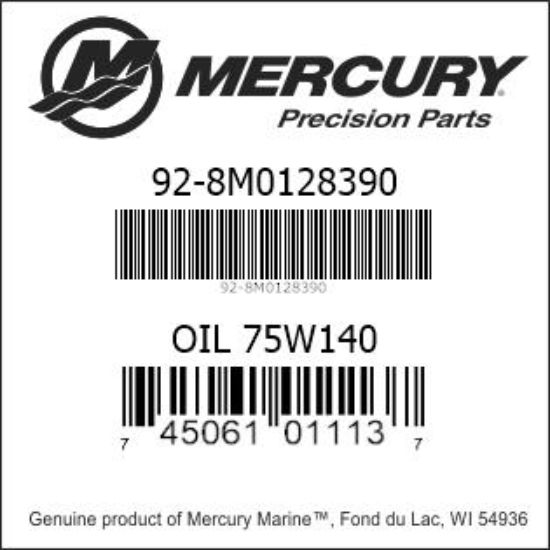 Bar codes for Mercury Marine part number 92-8M0128390