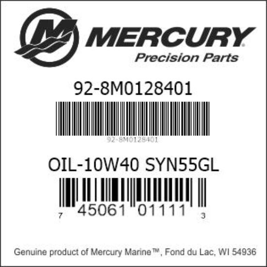 Bar codes for Mercury Marine part number 92-8M0128401