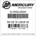 Bar codes for Mercury Marine part number 61-8M0128564
