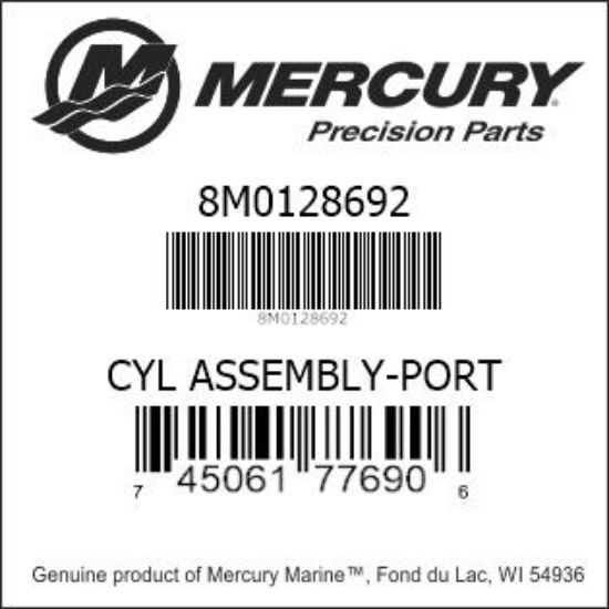 Bar codes for Mercury Marine part number 8M0128692