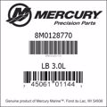 Bar codes for Mercury Marine part number 8M0128770