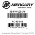 Bar codes for Mercury Marine part number 33-8M0129146