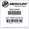 Bar codes for Mercury Marine part number 8M0129456