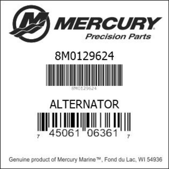 Bar codes for Mercury Marine part number 8M0129624