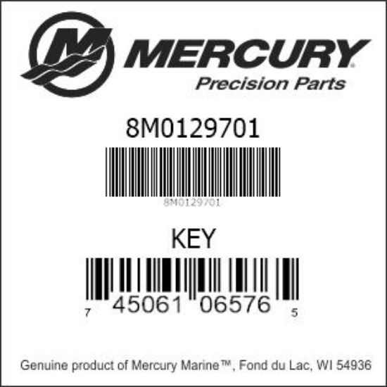 Bar codes for Mercury Marine part number 8M0129701