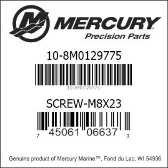 Bar codes for Mercury Marine part number 10-8M0129775