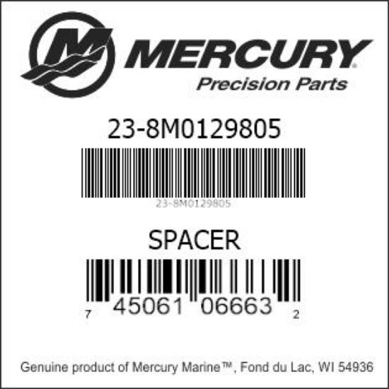 Bar codes for Mercury Marine part number 23-8M0129805