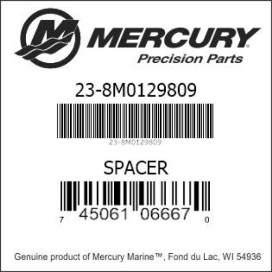 Bar codes for Mercury Marine part number 23-8M0129809