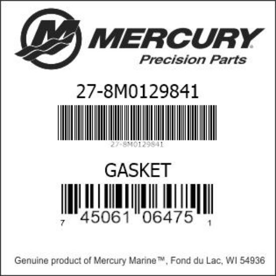 Bar codes for Mercury Marine part number 27-8M0129841