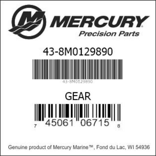 Bar codes for Mercury Marine part number 43-8M0129890