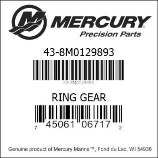 Bar codes for Mercury Marine part number 43-8M0129893