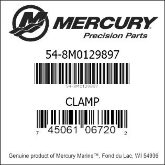 Bar codes for Mercury Marine part number 54-8M0129897
