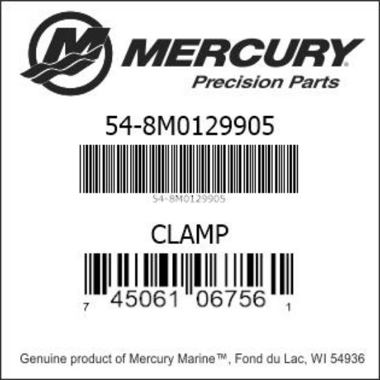 Bar codes for Mercury Marine part number 54-8M0129905