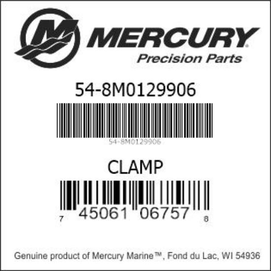 Bar codes for Mercury Marine part number 54-8M0129906