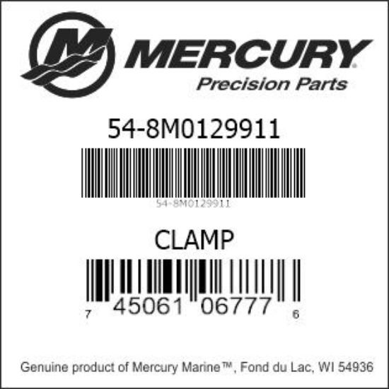 Bar codes for Mercury Marine part number 54-8M0129911