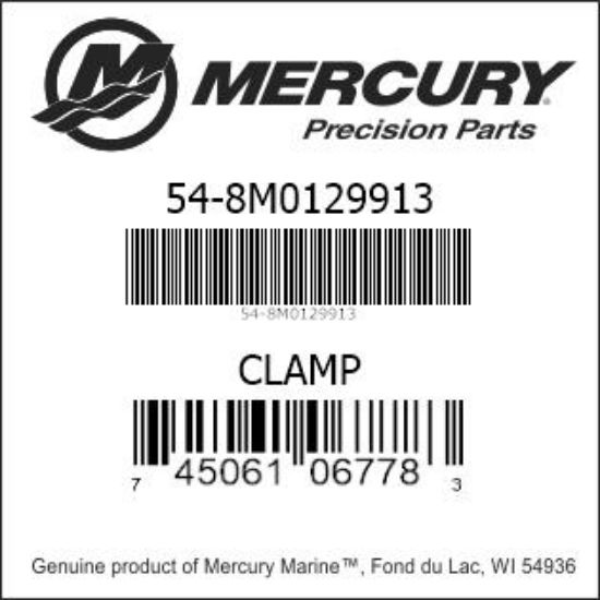 Bar codes for Mercury Marine part number 54-8M0129913
