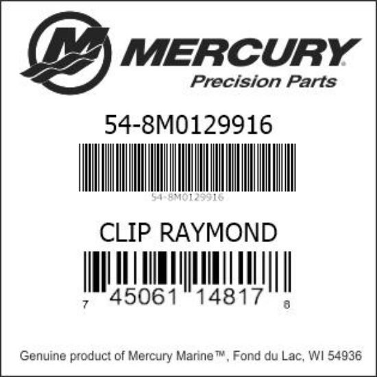Bar codes for Mercury Marine part number 54-8M0129916