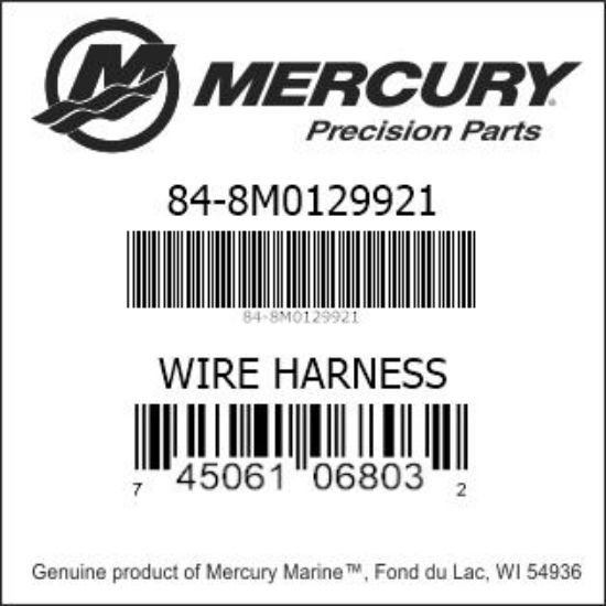 Bar codes for Mercury Marine part number 84-8M0129921