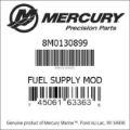 Bar codes for Mercury Marine part number 8M0130899