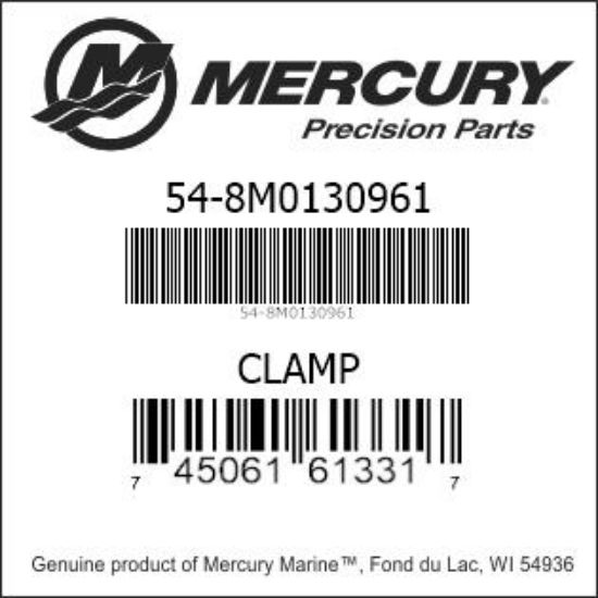 Bar codes for Mercury Marine part number 54-8M0130961