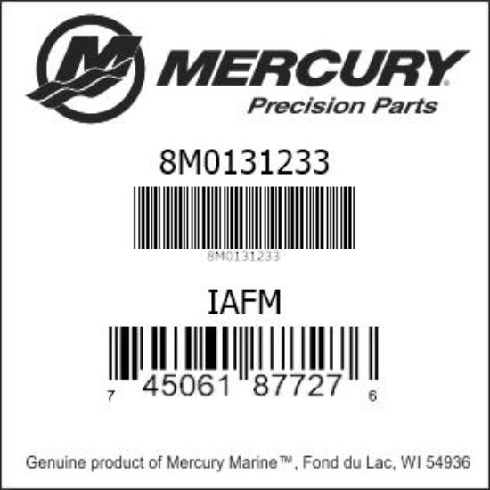 Bar codes for Mercury Marine part number 8M0131233