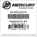 Bar codes for Mercury Marine part number 84-8M0131374