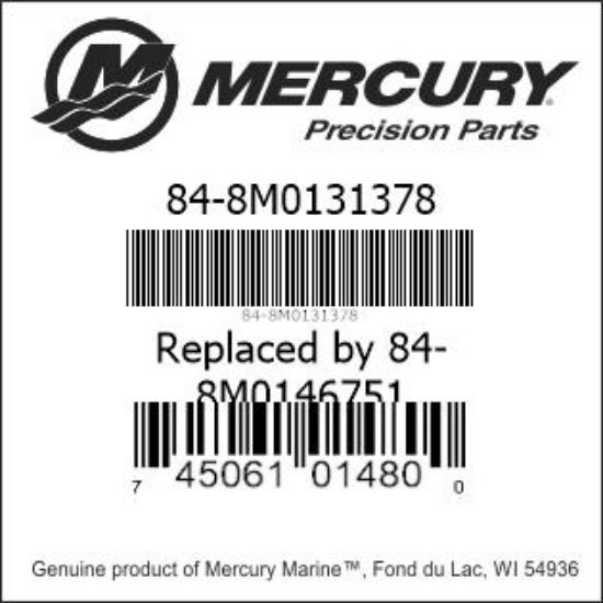 Bar codes for Mercury Marine part number 84-8M0131378