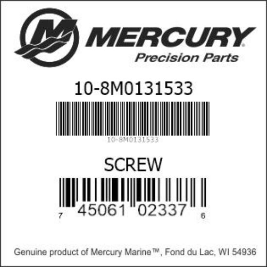 Bar codes for Mercury Marine part number 10-8M0131533