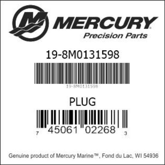 Bar codes for Mercury Marine part number 19-8M0131598